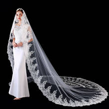 JaneVini Vintage Ivory Cathedral Long Muslim Wedding Veil with Comb Full Appliques Edge Tulle Bridal Veils Wedding Accessories 2024 - buy cheap