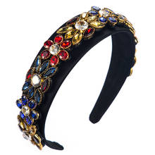 European Bezel Vintage Hair Accessories Luxury Red Blue Crystal Baroque Hairband Elegant Rhinestone Headband For Women 2024 - buy cheap