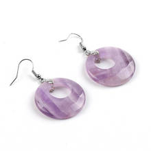 FYJS Unique Silver Plated Rond Hollow Amethysts Stone Drop Earrings Lapis Lazuli Classic Style Jewelry 2024 - buy cheap