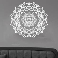 Tamanho grande mandala yoga adesivo de parede vinil decoração da casa moderna sala estar quarto arte decalques indiano redondo removível mural 4086 2024 - compre barato