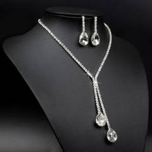 Wedding Bridal Drop Shape Crystal Rhinestone Necklace Earrings Jewelry Set for Women 9AB9 2024 - buy cheap