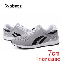 Cyabmoz tênis casual masculino de 7cm, tênis de malha respirável com elevador de altura para o ar livre, sapato de lazer para homens 2024 - compre barato