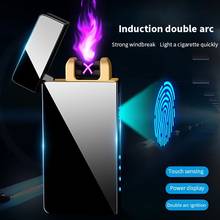 Windproof Dual Arc Lighter Plasma Flameless Rechargeable Electric Lighter for Cigarette Candle with LED Power Display 2024 - buy cheap