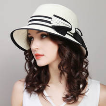 2021 Muchique Boater Hats for Women Summer Sun Straw Hat Wide Brim Beach Hats Girl Outside Travel Straw Cap Casual Bow Hat 2024 - buy cheap