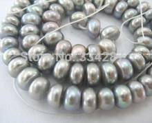 Free Shipping   wholesales Genuine Freshwater Natural 14.5" 4-5mm roundel gray pearl Necklace Loose beads 2024 - buy cheap