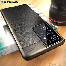 KEYSION Shockproof Case for Samsung S21 Ultra S21 + Plus 5G Luxury Leather texture soft silicone Phone Back Cover for Galaxy S30 2024 - buy cheap