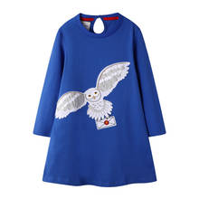 Jumping Meters Long Sleeve Dresses Animals Applique Cotton Children Clothes for Autumn Spring New Party Princess Girls Dresses 2024 - buy cheap