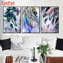 FATCAT Color feather abstract 5D Diy Diamond Painting Triptych full drill mosaic diamond Embroidery Sale Wall Decoration AE1194 2024 - buy cheap