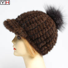 Hot Sale Lady Genuine Real Mink Fur Hat  Women Winter Warm Soft Mink Fur Knitted Caps Brand Fashion Fur Hats Retail Wholesale 2024 - buy cheap