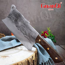 Cuchillo de carnicero hecho a mano de 8 pulgadas para cocina, rebanador de Chef con mango de madera, de acero revestido con alto contenido de carbono, cuchillo chino para cortar huesos 2024 - compra barato