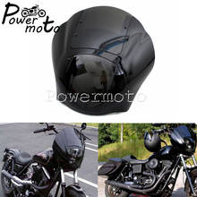 Fumaça/limpar trimestre carenagem farol kit pára-brisa com braçadeira de montagem para harley dyna rua gordura bob sportster xl ferro 883 fxr 2024 - compre barato