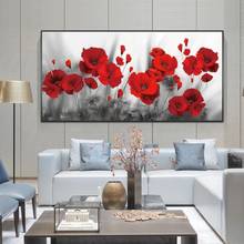 Cuadro de amapolas con flores en la pared, imágenes de pared de amapolas con flores de arte para cama, habitación, Cuadros 2024 - compra barato