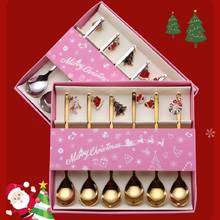 6Pcs/set Stainless Steel Christmas Spoon Coffee Spoon Christmas Party Steel Ornaments Table Stainless Decorations Xmas Gift 2024 - buy cheap