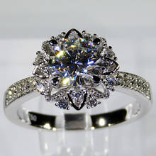 14k au585 ouro branco anel feminino moissanite diamantes 1 2 3 4 5 quilates flor festa de casamento noivado aniversário anel na moda 2024 - compre barato