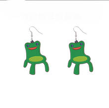 Cute Green Cartoon Frog Chairs Acrylic Earrings for Women Girls Funny Simulation Animal Dangle Earrings Fashion Jewelry Gifts 2024 - buy cheap