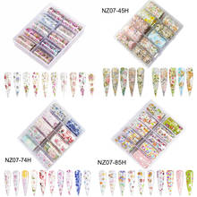 1box (10 parterns )Flowers Nail Transfer foils ,DIY Water Paper sticker ,Spring Decals Transfer Foils Sliders,nail art NZ07-&20 2024 - buy cheap