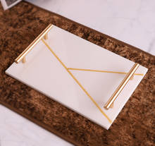 Natural Marble Trays Decorative Household Alloy Storage Tray Dressing Table Cosmetic Jewelry Display Plates Plate 2024 - buy cheap