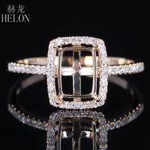 HELON 6X8mm Cushion Real 14K Yellow Gold 0.2ct Natural Diamond Semi Mount Ring Setting Women Gorgeous Wedding Party Jewelry Ring 2024 - buy cheap