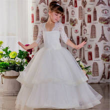 Flower Girl Dresses for Weddings Cascading Fluffy Tulle Half sleeve Ball Gown Girl First Holy Communion Pageant Party Dresees 2024 - buy cheap