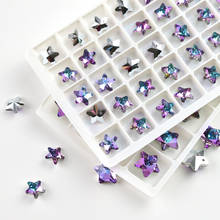 2020 new pink+purple color 10/14mm star shape Pendant glass crystal rhinestone piontback strass hole for girls earring 2024 - buy cheap