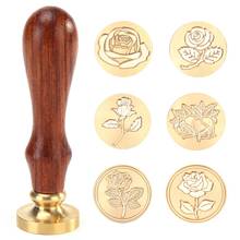 Rosewood lidar com selo de cera de vedação antigo padrão flor tokens para documentos convites de casamento costumes artesanato diy 2024 - compre barato