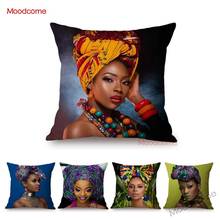 Fashion Magazine Cover Africa Girl Woman Black Beauty Headscarf Decorative Sofa Pillow Case Linen Home Decoration Cushion Cover 2024 - buy cheap