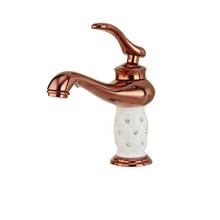 Grifo monomando para lavabo de baño, grifería con un solo orificio, mezclador Retro, agua fría/caliente, oro rosa blanco 2024 - compra barato