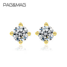 Женские серьги-гвоздики PAG & MAG из 925 пробы серебра 14k с цирконием 2024 - купить недорого