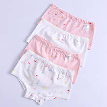4 pçs/lote crianças meninas cuecas de algodão branco boxers para a criança do bebê adolescente rosa calcinha crianças princesa boxer shorts 2-16yrs 2024 - compre barato