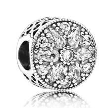 Genuine 925 Sterling Silver Bead Charm Openwork Radiant Bloom With Crystal Beads Fit Pandora Bracelet & Necklace Diy Jewelry 2024 - buy cheap