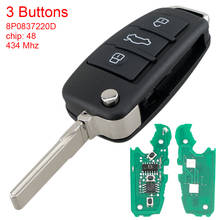 3  Buttons 433MHz Flip Remote Car Key Fob 48 Chip  8P0837220D Fit for AUDI A2 A4 S4 Cabrio Quattro Avant 2005 2006 2007 2008 2024 - buy cheap