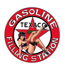 Caliente moda creativa Texaco gasolina chica pin-up envoltura de vinilo de belleza Sexy Calcomanía para auto, motocicleta Etiqueta de PVC 13cm X 13cm 2024 - compra barato