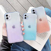 Capa de celular gradiente arco-íris com glitter, capa transparente macia de silicone à prova de choque para iphone 12 pro 11 pro max xr x xs max 7 8 plus 2024 - compre barato