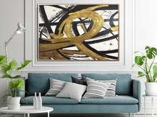 Large Abstract Canvas Gold Painting Black Art White Abstract Painting Contemporary Art Artwork Painting Living Room Wall Art 2024 - buy cheap