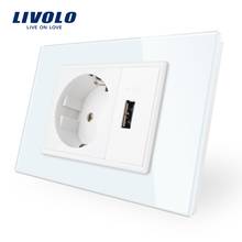 Livolo-toma de corriente de pared con Panel de cristal blanco, enchufe europeo de dos entradas y USB, CA 110-250V 16A, VL-C9C1EU1U-11 2024 - compra barato