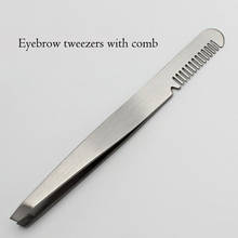 Stainless Steel Eyebrow Tweezers With Brow Comb Brush Women Makeup Clips Trimming Hair Removal Eyebrow Pliers Beauty Tools 2024 - buy cheap