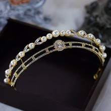 Korean Royal Princess Gold Brides Tiaras Crowns Crystal Bridal Tiaras Headpieces Wedding Hair Accessories 2024 - buy cheap