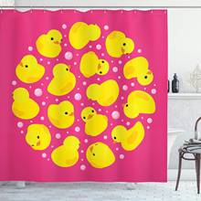 Rubber Duck Shower Curtain Fun Baby Duckies Circle Pattern Kids Bath Toys Bubbles Animal Print Cloth Bathroom Decor Set 2024 - buy cheap