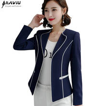 Casaco comprido feminino, jaqueta casual de outono para trabalho, para escritório, para mulheres, azul marinho e preto, 2020 2024 - compre barato