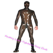 Body de goma de látex negro transparente con capucha, máscara y calcetines, bodys completos de goma de látex, disfraz Sexy, ropa exótica zentai 2024 - compra barato