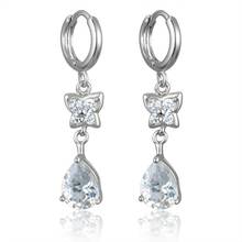 Hot Sale Silver Color Women Earrings White CZ Zircon Crystal Water Drop Pendant Earrings for Wedding 2024 - buy cheap