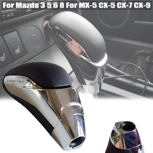 Palanca de cambio de engranaje de transmisión automática para coche, Bola de mano de cuero Real, ABS cromado, estilo para Mazda 3 5 6 8 para MX-5 CX-5 CX-9 2024 - compra barato