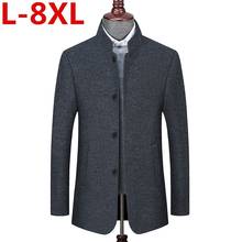 plus size 8XL 7XL Autumn Winter Men's Jackets Casual Blend Jacket Men Woolen Coat Double Breasted Outerwear Coat Male Gray green 2024 - buy cheap