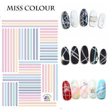 3pc/set 3D Nail Art Stickers Nail Accessories Colorful Line Round Crescent Designs DIY Transfer Decals Manicure Decorations 2024 - buy cheap