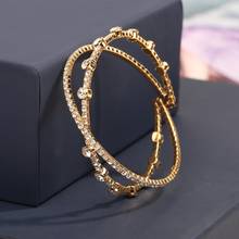 Moda simples manguito aberto pulseiras para mulheres zircão oco para fora criativo pulseira acessório jóias pulseras mujer bijoux femme 2024 - compre barato