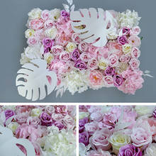 Fondo de flores artificiales para decoración de boda, telón de fondo de 40x60cm, rosa de seda, decoración romántica del banquete de boda 2024 - compra barato