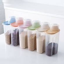 Caja de almacenamiento de alimentos sin BPA, contenedor transparente con tapas para cocina, botellas de almacenamiento, frascos de plástico para granos secos, tanque de 1.9L/2.5L 2024 - compra barato