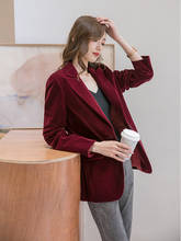 velvet blazer women's slim blazer women' burgundy suit jacket women blazers and jackets OL Office lady Work suit blazer feminino 2024 - buy cheap