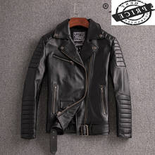 100% inverno outono jaqueta de couro genuíno dos homens streetawaar casaco de couro real homem moto motociclista vintage vaca jaqueta de couro 2a1 2024 - compre barato