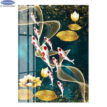 5D Diamond Painting 3d picture of rhinestones mosaic Nine Koi Fish Lotus wall painting living room home decor set embroidery 2024 - buy cheap